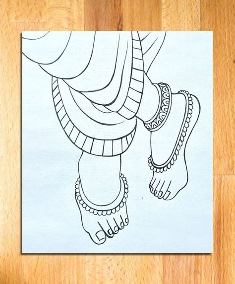 Krishna Foot Painting, Krishna Legs Painting, Simple God Drawings, Krishna Foot Images, Krishna Feet Painting, Krishna Feet Drawing, Drawing Of God Krishna, Lord Krishna Sketch Pencil Easy, Lord Krishna Sketch Easy