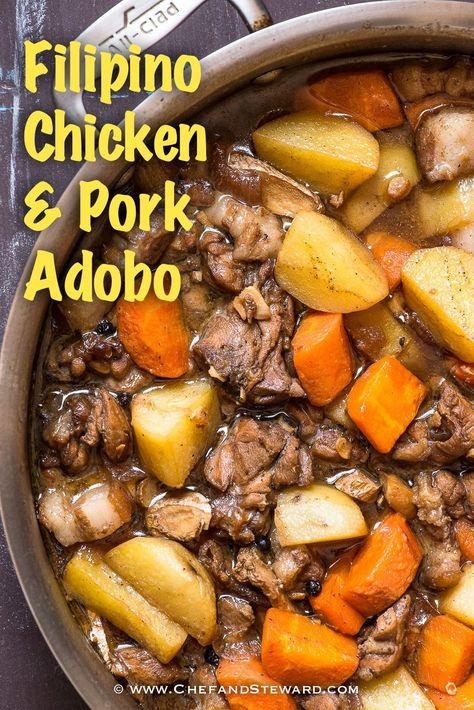 Pork Recipes Filipino, Chicken And Pork Recipes, Chicken And Pork Adobo, Chicken Adobo Filipino, Pork Adobo Recipe, Filipino Pork Recipes, Phillipino Food, Recipes Filipino, Easy Filipino Recipes