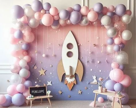 DIY Girly Space Theme Garland Arch Kit / Birthday, Baby Shower, Space, Rocket, Pink, Purple, White Space Birthday Decor, Pastel Space Party, Space Themed Birthday Party Girl, Pink Space Theme Party, Girl Space Themed Birthday Party, Girly Astronaut Party, Astronaut Party, Astronaut Birthday, Moon Party