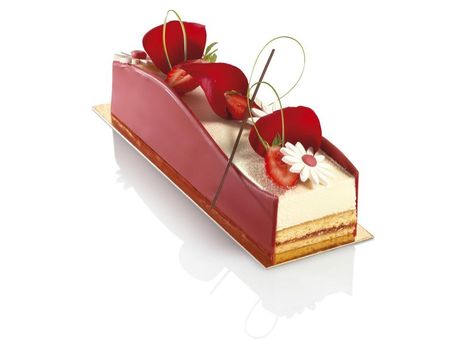 Elegant Strawberry Log Cake - Pastry and bakery - Elle & Vire Professionnel Recipes Pastry, Choux Buns, Log Cake, Cream Butter, Fresh Cheese, Strawberry Puree, Pastry And Bakery, Fancy Desserts, All Recipes