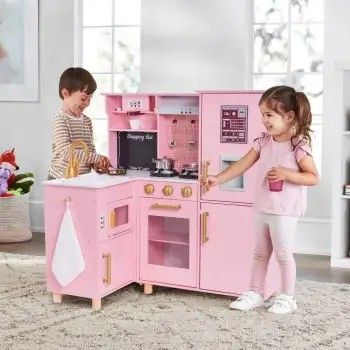 Wooden Kitchen Set, Kitchen With Breakfast Bar, Wooden Toy Kitchen, Breakfast Bar Kitchen, Toy Kitchen, Play Toys, Kitchen Set, Wooden Kitchen, Marble Effect