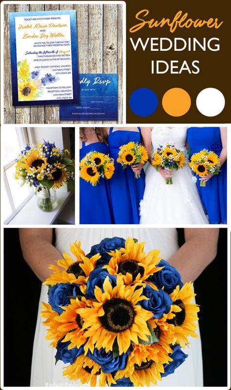 Sunflower Wedding Ideas, Sunflower Wedding Decorations, Sunflower Themed Wedding, Sunflower Wedding Invitations, Summer Wedding Invitations, Royal Blue Wedding, Plan My Wedding, Theme Color, Summer Theme