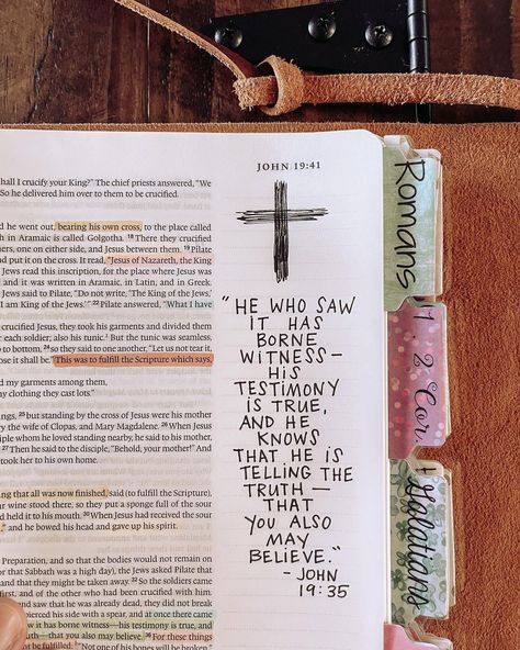 Jessica’s Bible Study Notes ✍🏼 on Instagram: ““He who saw it has borne witness—his testimony is true, and he knows that he is telling the truth—that you also may believe.” ~ John 19:35…” John 19 Bible Journaling, John Bible Notes, John Bible Study Notes, John Bible, Notes On Instagram, Telling The Truth, Personal Bible Study, Bible Notes, Bible Study Notes