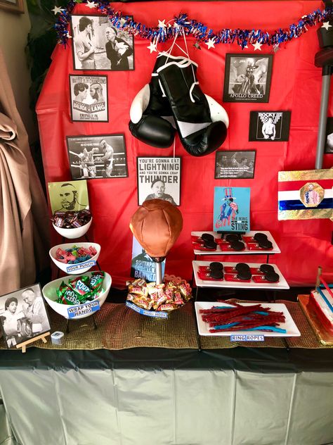 Rocky Party Theme, Rocky Birthday Party, Rocky Balboa Party Ideas, Rocky Balboa Birthday Party, Boxing Birthday, Ufc Party Ideas, Boxing Party, Boxing Theme Party Ideas, Baby Party Ideas Boy