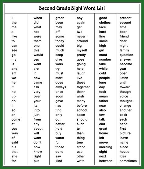 Spelling Word Lists 2nd Grade, 2nd Grade Words List, 2nd Grade Site Word List, Dolch Sight Words Grade 2, 3rd Grade Site Word List, Grade 2 Sight Word List, Second Grade Sight Word List, 2nd Grade Sight Words Printables, Word Lists For 3rd Grade