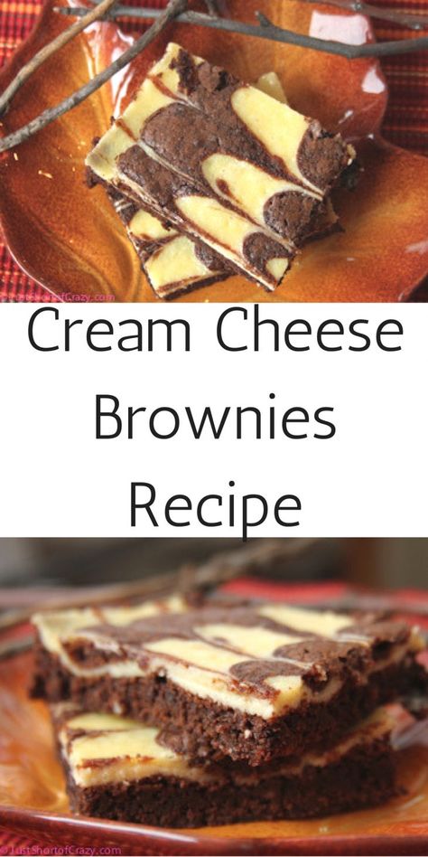 Cream Cheese Brownies Recipe - Just Short of Crazy Cream Cheese Brownies Recipe, Cream Cheese Fudge, Cheese Fudge, Brownies Recipes, Cheese Brownies, Cream Cheese Brownies, Dessert Vegan, Homemade Snacks, Fudge Brownies