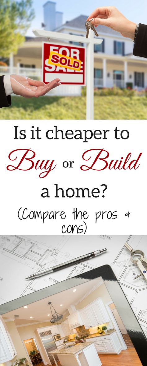 If you're planning to finally settle down in a house, you may be wondering if it's better to buy a house, or build a house. The best way to make that decision is to weigh the pros and cons of each. Here we lay out everything you need to know about buying an existing home compared with building one from scratch. Buying First Home, Buying A Condo, Looking For Houses, Build A Home, Build A House, Diy Projects To Sell, Buy A House, Buying Your First Home, Cost To Build