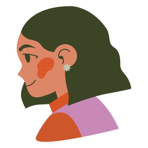 Profile Face Illustration, Woman Side Profile Illustration, Profile Illustration Face, Side Profile Character Design, People Side Profile, Short Hair Side Profile, Side Face Illustration, Cartoon Side Profile, Short Hair Illustration