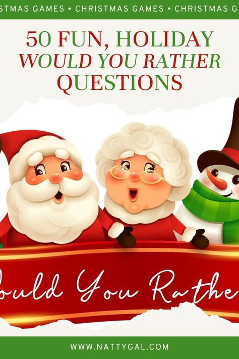 What better way to connect and make magic memories with family and friends than with these 50 fun, holiday-themed "would you rather" questions! #christmasgame #holidaygame #familyfriendly #easygames Christmas Questions, Rather Questions, Chocolate Advent Calendar, Send Christmas Cards, Would You Rather Questions, Holiday Games, Entertaining Recipes, Fitness Gifts, Work Party