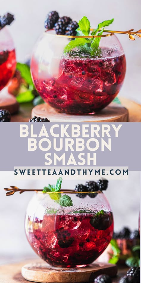 Blackberry Bourbon Smash, Autumn Cocktails, Blackberry Bourbon, Autumn Cocktail, Bourbon Smash, Cocktail Mixology, Bourbon Drinks, Bourbon Cocktails, Half Baked Harvest