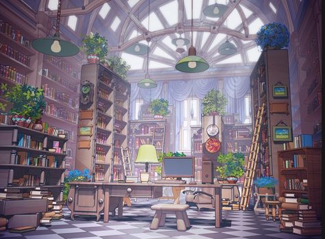 library Library Drawing, Victorian Library, Concept Draw, Library Art, Library Aesthetic, Background Drawing, Animation Background, Home Library, School Library