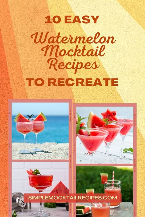 Watermelon mocktails in the summer are so refreshing and simple. Most mocktails with watermelon have only 3 ingredients and are items you'll find in your kitchen. | Watermelon Mocktail for Kids | Watermelon Mint Mocktail | Watermelon Mojito Mocktail | Watermelon Basil Mocktail | Watermelon Margarita Mocktail Mocktail Watermelon, Watermelon Mocktails, Watermelon Mocktail Recipe, Basil Mocktail, Simple Mocktail, Watermelon Mocktail, Mint Mocktail, Margarita Mocktail, Watermelon Basil