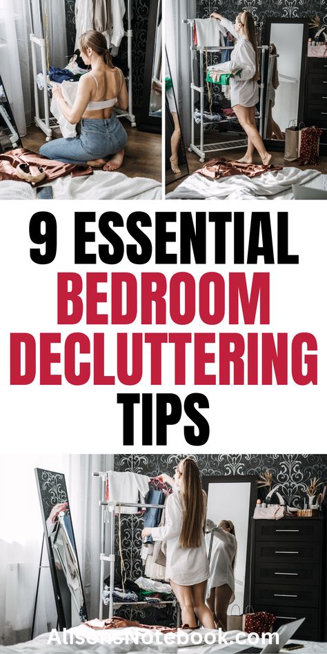 Transform your bedroom into a serene oasis with these decluttering tips! Learn practical strategies to minimize clutter and create a calming environment that promotes relaxation. Discover how to organize your space for better sleep and a more peaceful mindset. How To Organise Your Bedroom, Tidying Tips Bedroom, Bedroom Declutter Checklist, Decluttering Ideas Bedroom, Bedroom Decluttering, How To Declutter Your Bedroom, Bedroom Declutter, Clearing Out Clutter, Top Of Dresser