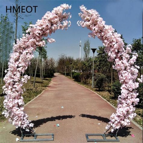 Cherry Blossom Arch, Metal Arch Wedding, Outdoor Wedding Arch, Arch Wedding Backdrop, Wedding Backdrop Arch, Wedding Arches Outdoors, Arch Door, Backdrop Arch, Wedding Vase Centerpieces