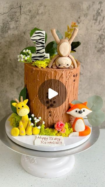 Wild Animal Cakes For Kids, Artistic Cakes Design, Cakes Without Fondant, Pairing Knife, 6 Inch Cake, Frosting Ideas, Safari Cake, Buttercream Cake Designs, Jungle Cake