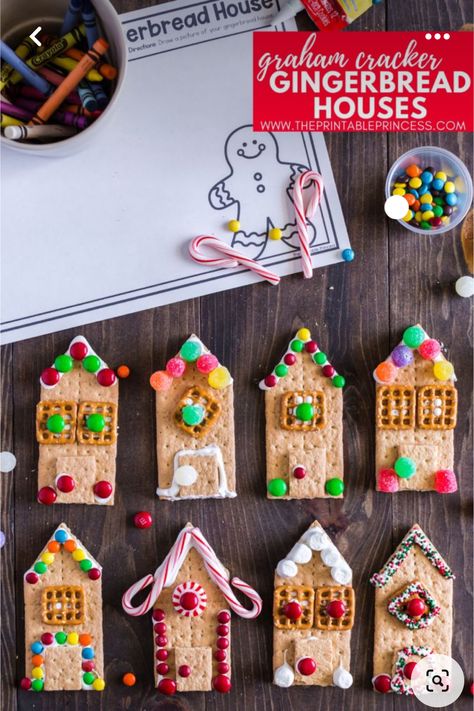 Flat Gingerbread House Ideas, December After School Activities, Alternative To Gingerbread House, Winter Cricut Crafts, Christmas Desserts To Make With Kids, Gingerbread Classroom Transformation, Gingerbread Games For Kids, Graham Cracker Gingerbread House Ideas, Holiday Activities For Preschoolers