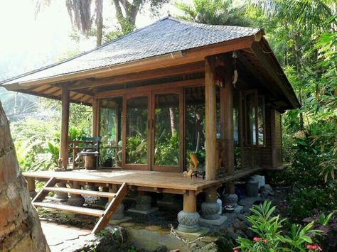 dream studio space on home property. Eco Homes, Japanese Tea House, Bali House, Friday Fun, Cool Tree Houses, Bamboo House, Tropical House, Tiny House Cabin, Cabins And Cottages