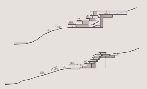 Stone Terrace Resort Hotel by ENOTA - Design Raid Parti Diagram, Stone Terrace, Hotel Design Architecture, Terrace Hotel, Architecture Styles, House Architecture Styles, Natural Fence, Resort Architecture, Architectural Section