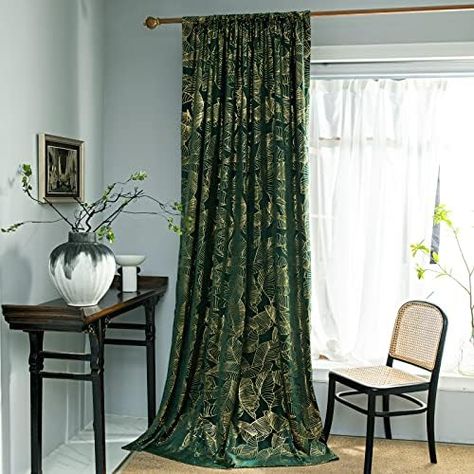 Block Out Curtains, Living Room Decor Curtains, Green Curtains, Living Room Green, Printed Curtains, Velvet Curtains, Curtain Decor, Curtains Bedroom, Curtains Living Room