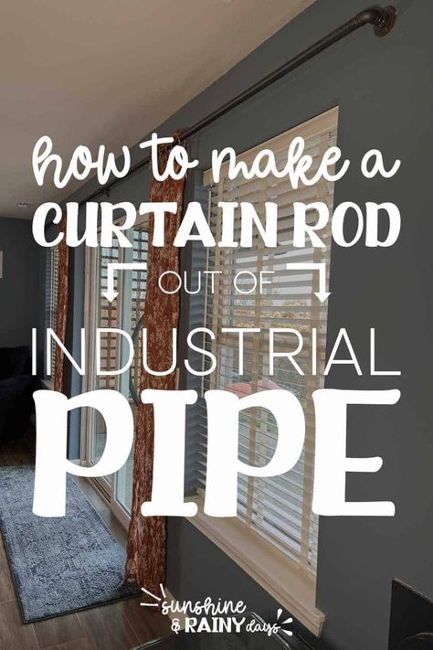 A DIY Industrial Pipe Curtain Rod is an excellent choice for an awesome-looking and sturdy curtain rod that can be made to fit large windows. Household Organization Binder, Industrial Curtains, Pipe Curtain Rods, Industrial Curtain Rod, Diy Curtain Rods, Household Binder, Thrifty Thursday, Window Curtain Rods, Pipe Furniture