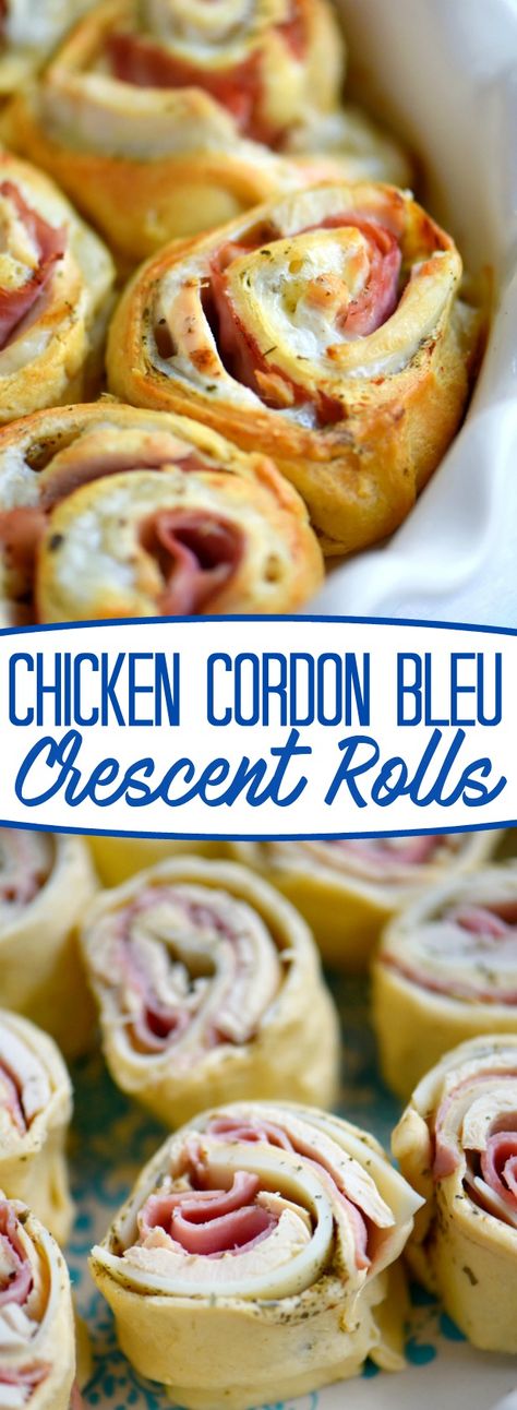 Make dinner easy and your family happy with these delicious Chicken Cordon Bleu Crescent Rolls! Just a handful of ingredients and about 20 minutes, and you've got a fantastic and satisfying meal on the table! // Mom On Timeout Chicken Cordon Blue Roll Up, Cordon Blue, Mom On Timeout, Crescent Recipes, Crescent Roll Recipes, Chicken Cordon, Chicken Cordon Bleu, Tater Tots, Dinner Easy