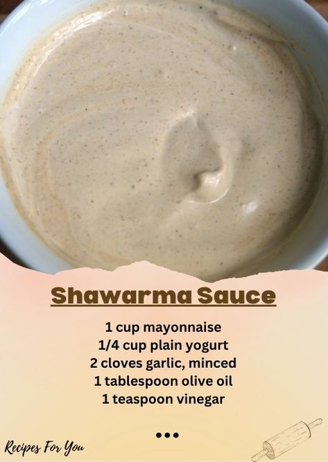 Shawarma Sauce Recipe, Shawarma Recipes, Shawarma Sauce, Picknick Snacks, African Snacks, Shawarma Recipe, Chicken Souvlaki, Picnic Dinner, Homemade Cookbook