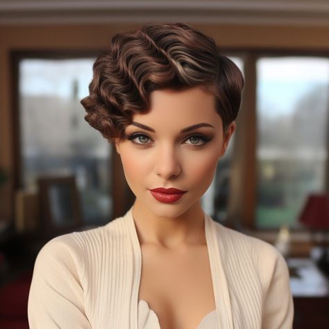 1920s Hair Short, Hairstyles 1920, Gatsby Hair, Hollywood Curls, Finger Wave Hair, Finger Wave, Hairstyles Braid, A Hairstyle, Hollywood Hair