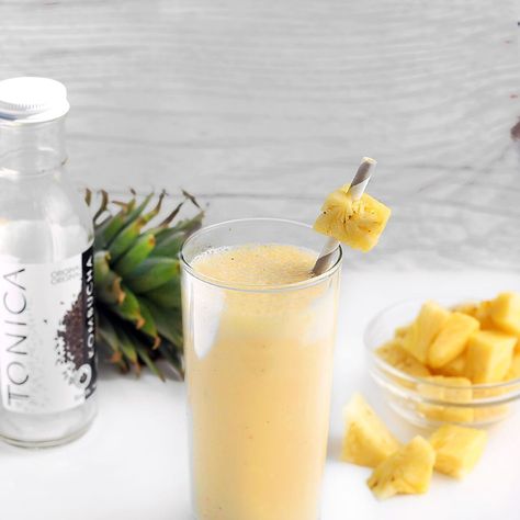 Kombucha Pina Colada | Tonica Kombucha Fresh Pineapple, Frozen Pineapple, Canned Coconut Milk, Slushies, Pina Colada, Kombucha, Yummy Drinks, Coconut Milk, Glass Of Milk