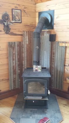 Corrugated tin heat shield | Wood Stove | Pinterest | Corrugated ... Heat Shield For Wood Stove, Wood Stove Heat Shield, Corner Wood Stove, Wood Stove Surround, Wood Stove Wall, Wood Stove Hearth, Diy Wood Stove, Barn Tin, Corrugated Tin