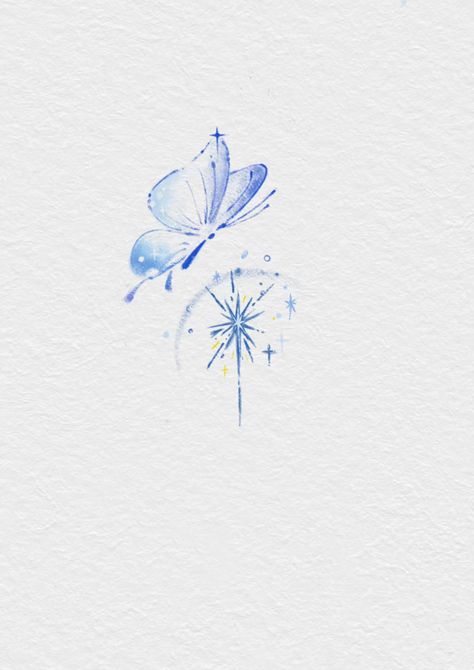 Butterfly And Sparkle Tattoo, Universe Butterfly, Wrist Bracelet Tattoo, Sparkle Tattoo, Blue Butterfly Tattoo, Cute Small Drawings, Whimsical Art Journal, Drawing Lessons For Kids, Blue Tattoo