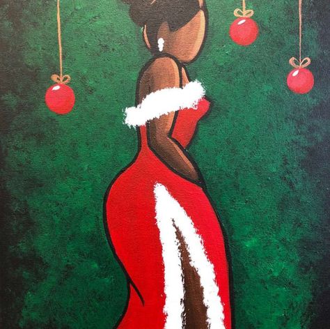 Be A Goddess, Painting Parties, Christmas Paintings On Canvas, Best Paint, Sip N Paint, Simple Canvas Paintings, Cute Canvas Paintings, Black Art Painting, New Painting