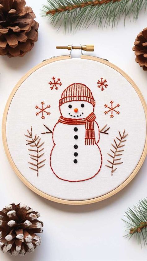 Christmas Embroidery Patterns Free, Free Christmas Embroidery Patterns, Christmas Embroidery Ideas, Embroidery Patterns Free Templates, Embroidery Christmas Ornaments, Embroidery Floss Crafts, Grub Hub, Christmas Hand Embroidery, Snowman Embroidery