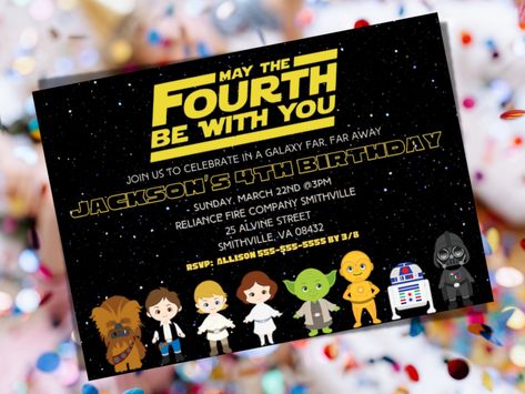 May The Fourth Birthday Party, Star Wars Third Birthday, Star Wars Fourth Birthday, May The Fourth Be With You Birthday, Star Wars 4th Birthday Party, May The 4th Be With You Birthday Party, Boy Fourth Birthday Party Ideas, Fourth Birthday Theme Boy, May The Fourth Be With You Party