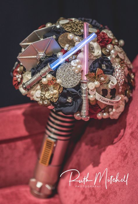 Star Wars bouquet, Crab and Lobster ,  Thirsk, North Yorkshire #starwars #weddingbouquet #crabandlobster #northyorkshire #weddingphotography Star Wars Bouquet Wedding Ideas, Star Wars Flower Bouquet, Starwars Bouquet, Star Wars Wedding Flowers, Star Wars Wedding Colors, Star Wars Wedding Bouquet, Star Wars Bouquet, Star Wars Wedding Decor, Harry Potter And Star Wars Wedding