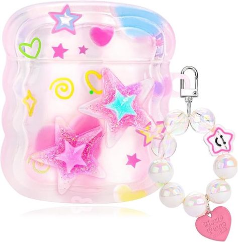 Amazon.com: Mainrenka Cute Star Airpod Case with Keychain Aesthetic Kawaii Airpods 2nd/1st Generation Case Cover for Women Girl : Electronics Kawaii Airpods, Keychain Aesthetic, Airpod Cases, Cute Star, Icarly, Retail Market, Cute Stars, Kawaii Design, Kawaii Aesthetic