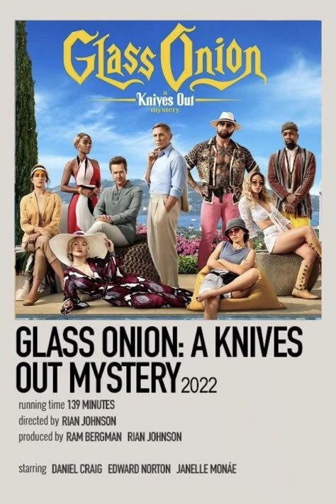 #netflix #glassonion Glass Onion Polaroid Poster, Glass Onion Knives Out Poster, Glass Onion Minimalist Poster, Knives Out Glass Onion Poster, Glass Onion Movie Poster, Glass Onion Poster, Glass Onion Knives Out, Movies To Watch Action, Glass Onion Movie