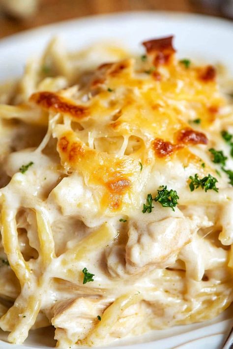 Cottage Cheese Blended Recipes, Homemade Chicken Tetrazzini, Blended Cottage Cheese Recipes, Recipes Rotisserie Chicken, Tetrazzini Recipes, Whole Rotisserie Chicken, Easy Chicken Tetrazzini, Cottage Cheese Pasta, Chicken Cottage