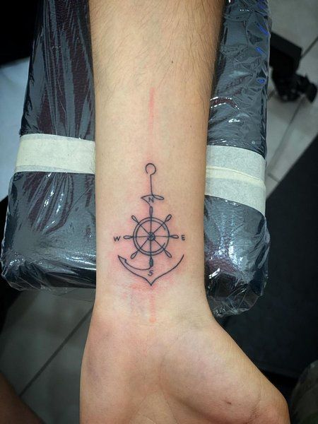 Anchor Tattoo With Semicolon, Anchor Wrist Tattoos For Women, Finger Anchor Tattoo, Small Nautical Tattoo For Women, Simple Anchor Tattoo For Women, Anchor Compass Tattoo Women, Dulcius Ex Asperis Tattoo, Anchor And Wheel Tattoo, Anchor Tattoo Design For Men