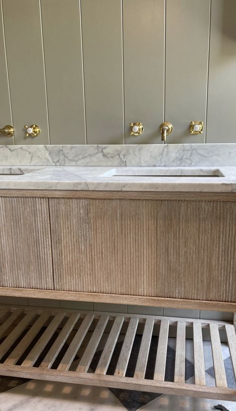 Neutral Feminine Bathroom, Urban Farmhouse Bathroom, No Backsplash Bathroom, Zellige And Marble Bathroom, Taupe Tile Bathroom, Primary Bath, Bathroom Design Inspiration, Boys Bathroom, Half Bath