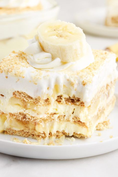 Lush Recipes, Bake Banana, Banana Cream Pudding, Lemon Blueberry Cheesecake, Icebox Cake Recipes, Biscuits Graham, Summer Potluck, Banana Slices, Dessert Simple