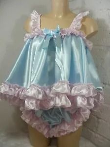 magicfairy09 | eBay Stores Negligee Dress, Top Cosplay, Girly Dresses, Nightgowns, Blue Satin, Mode Vintage, Pink Satin, Dress Lace, Babydoll Dress