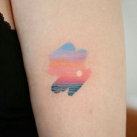 Sunset Paint, Paint Tattoo, A Small Tattoo, Tattoo Placements, Sunset Tattoos, Female Tattoos, Men Tattoos, Inspiration Tattoos, Tatuaje A Color