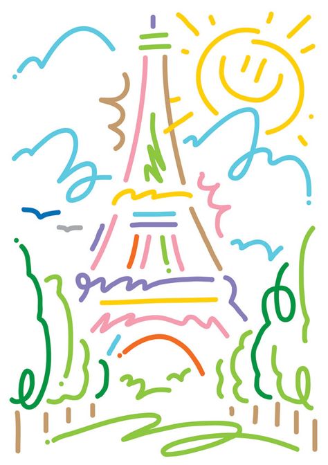 Jordy Van Den Nieuwendijk — Hague, Netherlands Paris Illustration, 강아지 그림, Pola Sulam, The Eiffel Tower, Doodle Drawings, A Drawing, Parisian Style, Doodle Art, Easy Drawings