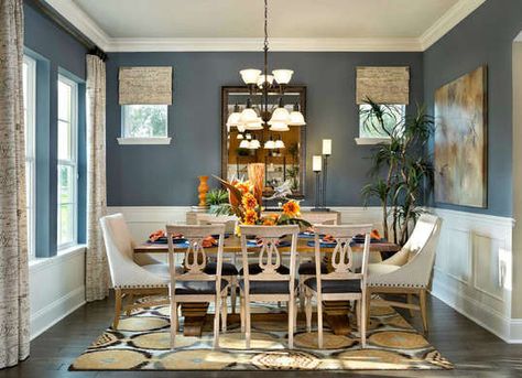 Navy blue dining room paint color idea Blue Dining Room Paint, Dining Room Chair Rail, Dining Room Paint Colors, Dining Room Paint, Dining Room Blue, Dining Room Remodel, Dining Room Colors, Home Gallery, Room Paint Colors