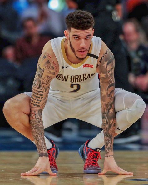 New Orleans Pelicans on Instagram: “Lonzo locked in 🔒” Lonzo Ball Tattoo Sleeve, Lonzo Ball Tattoo, Lamelo Ball Tattoo, Nba Players Tattoos, Basketball Tattoos For Men, New Orleans Tattoo Ideas, Men Tattoos Arm, Pelican Tattoo, Self Made Tattoo