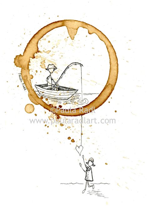 Coffee Ring Art, Coffee Core, Coffee Art Drawing, Coffee Paintings, Coffee Project, Minimal Drawings, Storybook Art, Paint Nite, Coffee Painting