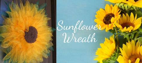 Deco Mesh Sunflower Wreath, Mesh Sunflower Wreath, Tulle Wreath Diy, Sunflower Wreath Diy, Unique In The Creek, Summer Deco Mesh Wreaths, Deco Mesh Wreaths Tutorials, Burlap Wreath Diy, Deco Mesh Wreaths Diy