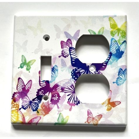 Watercolor Butterfly Light Switch Wallplate Cover Toggle/Toggle/Outlet Faceplate - Beautiful Watercolor Butterfly Print Light Switch Wall Plate - Toggle/Toggle/Outlet Faceplate - Square Shape - Size: 4.5x4.5 Inches - Unbreakable Polycarbonate Thermoplastic, - Light Weight And Durable - Easy To Clean - Included Spray Paint Screws Wall Hanging Candle Holders, Butterfly Light, Bubble Pictures, Butterfly Lighting, Amigurumi Cow, Watercolor Butterfly, Vintage Hummel, Ceramic Angels, Russian Blue Cat