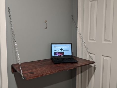 Foldable Floating Desk, Wall Mounted Folding Table Diy, Hinged Desk On Wall Diy, Flow Wall Desk Diy, Custom Fold Hanging Wall Table, Floating Desk Office, Fold Up Desk, Wooden Standing Desk, Flip Top Desk