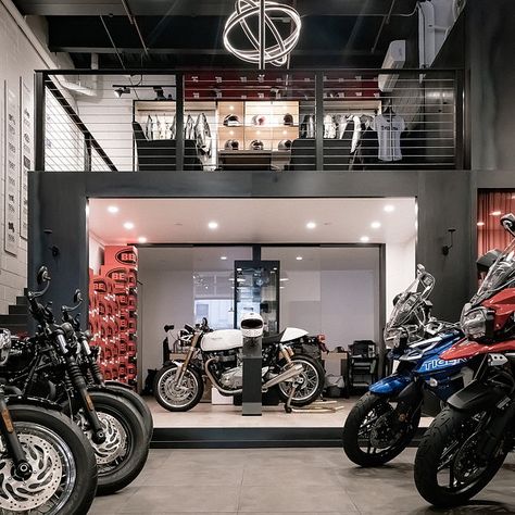 Motorcycle Shop Design, Showroom Design Ideas, Motorcycle Showroom Interior, Motorcycle Showroom Design, Namjoon Ff, Mafia Queen, Ff Bts, 6 Friends, Private Office Space